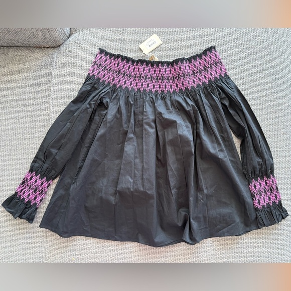 Maje Paris Smocked Off-Shoulder Cotton Top – Size 1 (Small) - Picture 5 of 14